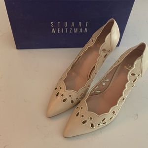 Stewart Weisman beige cutout pumps